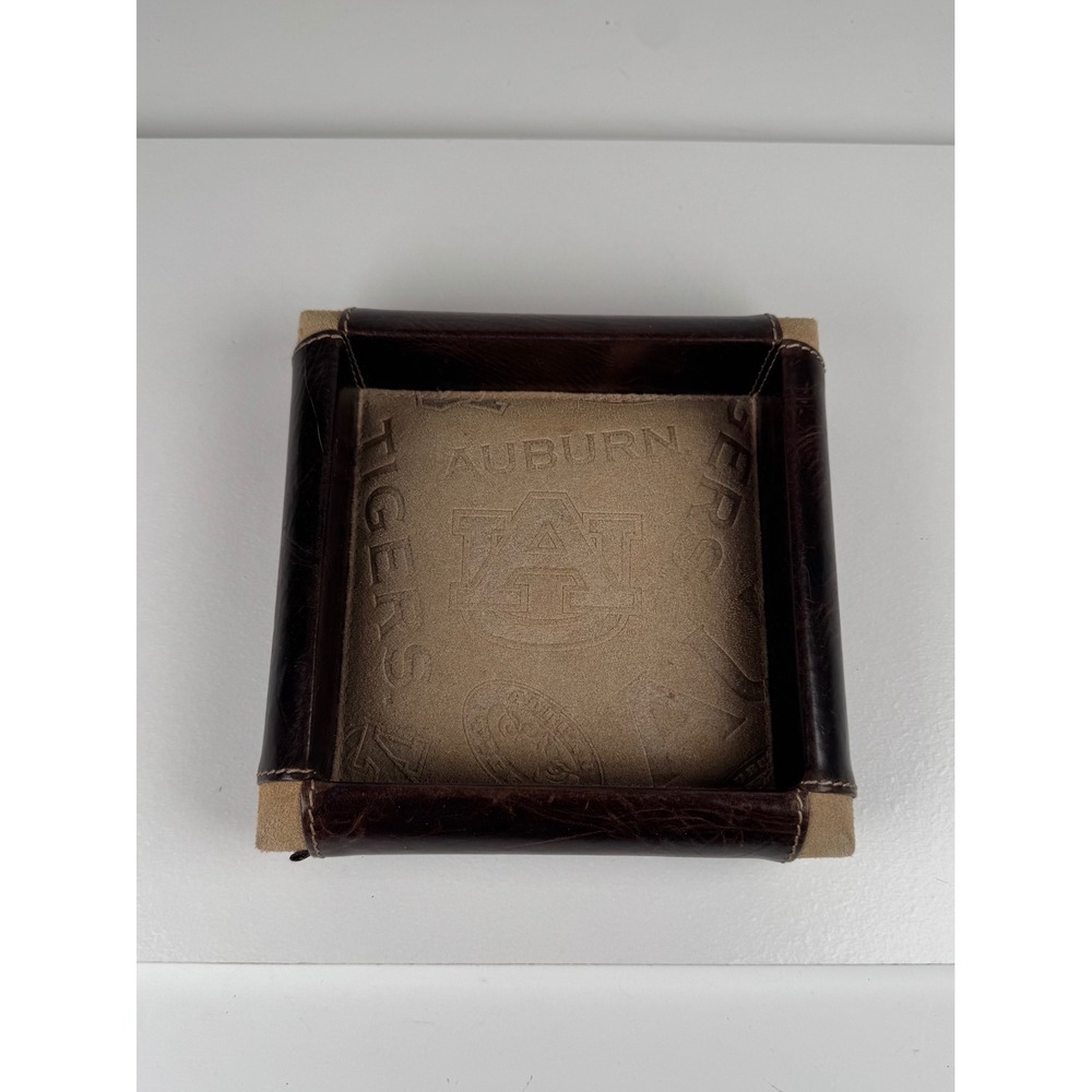 Fossil Valet Tray University Of Auburn Tigers Genuine Leather Accessories Holder